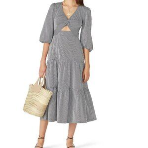 Parker Marzia Striped Cutout Midi Dress